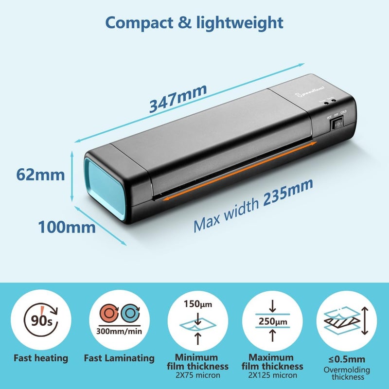 speedlami 90 Seconds Fast preheat, 4 in 1 Laminator Machine,Home laminator,A4 Laminating Machine Hot & Cold with Paper Trimmer & Corner Rounder,9 Inch Thermal Laminator Machine for Home Office - Image 5